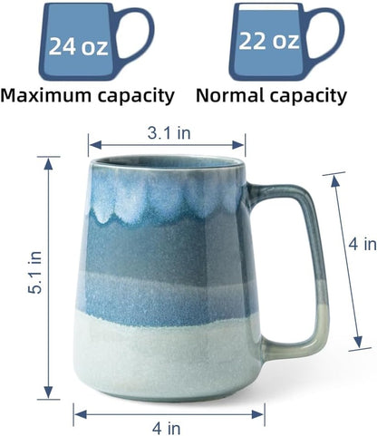 24oz Large Ceramic Coffee Mug, Handmade Gradient Glaze Stoneware Cup for Coffee, Tea, Milk, Hot Chocolate, Office and Home