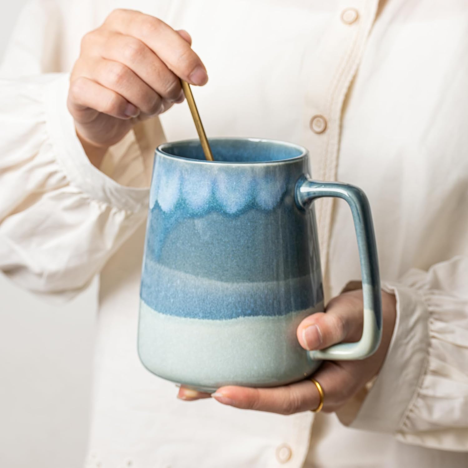 24oz Large Ceramic Coffee Mug, Handmade Gradient Glaze Stoneware Cup for Coffee, Tea, Milk, Hot Chocolate, Office and Home